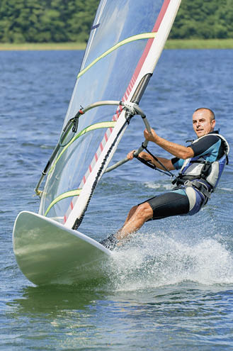 Windsurfing on the lake Nies ysz, Polish