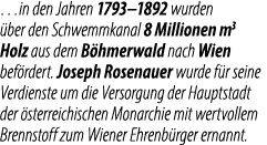 …in den Jahren 1793–1892 wurden ber den Schwemmkanal 8 Millionen m3 Holz aus dem B hmerwald nach Wien bef rdert. Jos...